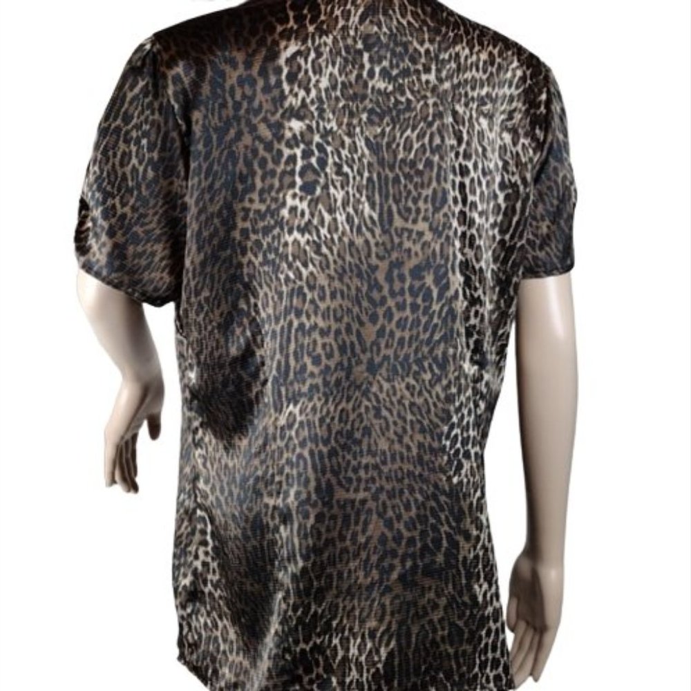 Apt. 9 Animal Print Button Front Silky Blouse Xl - image 3